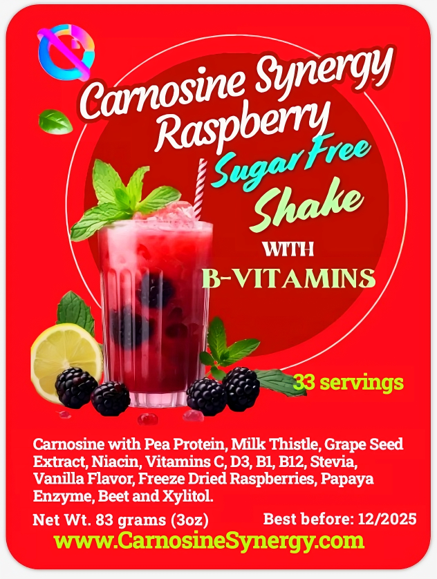 carnosine synergy shake supplement facts shake mix vanilla raspberry